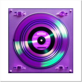 Holographic Purple DJ Turntable Posters and Art